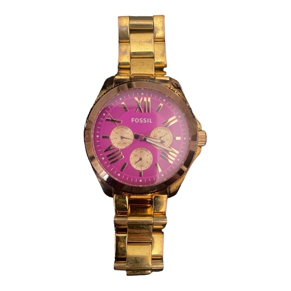 Fossil Women's Rose Gold Stainless Steel Analog Pink Dial Quartz Watch - Picture 1 of 6